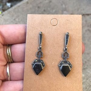 Vintage 925 sterling Art Deco earrings black silver